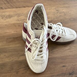 Adidas Women's Off-White and Burgundy Sneakers